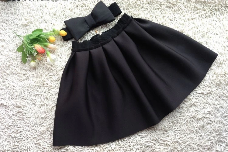 Neoprene Space Cotton Elastic Force High Waist Skirts Pleated Skirt Women Tutu Skirt Casual - Image 7