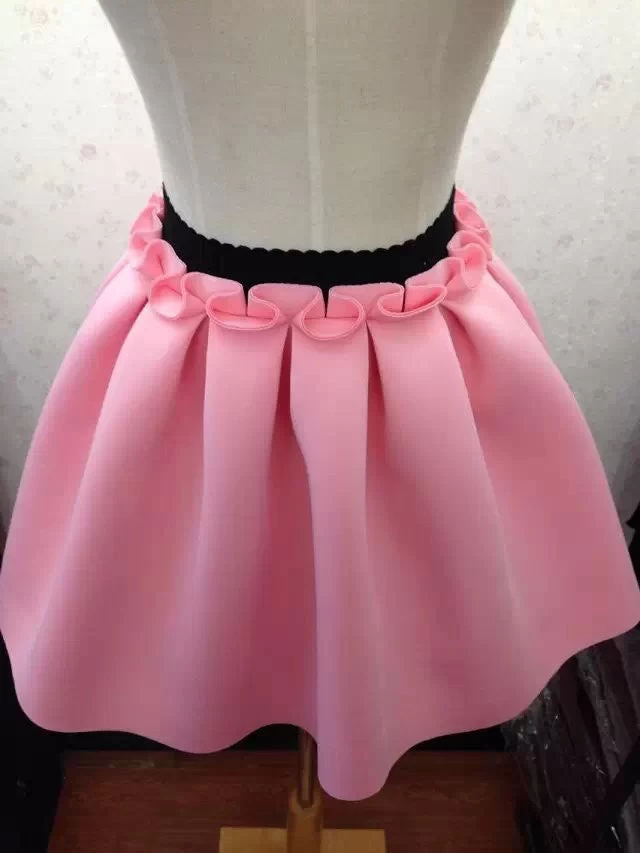 Neoprene Space Cotton Elastic Force High Waist Skirts Pleated Skirt Women Tutu Skirt Casual - Image 3