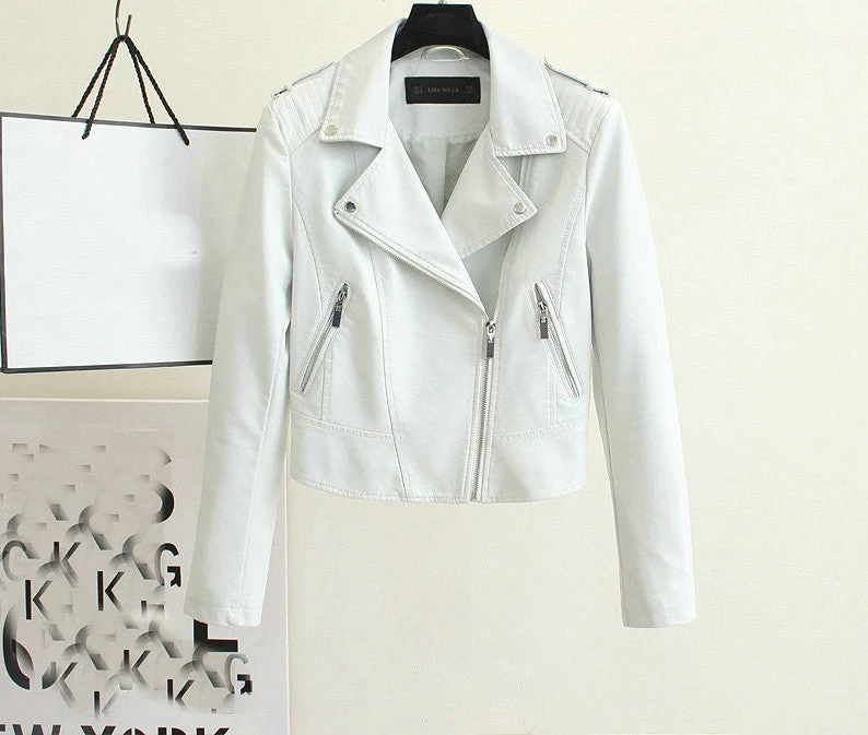 Fashion Women Motorcycle Faux Soft Leather Jackets Female Winter Autumn Brown Black Coat Outwear - Image 3