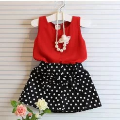 2~7 Years Girls Clothing Sets Pleated Lace Vest Two-piece Children Casual Conjunto Fashion Girls Clothes Suit Skirt