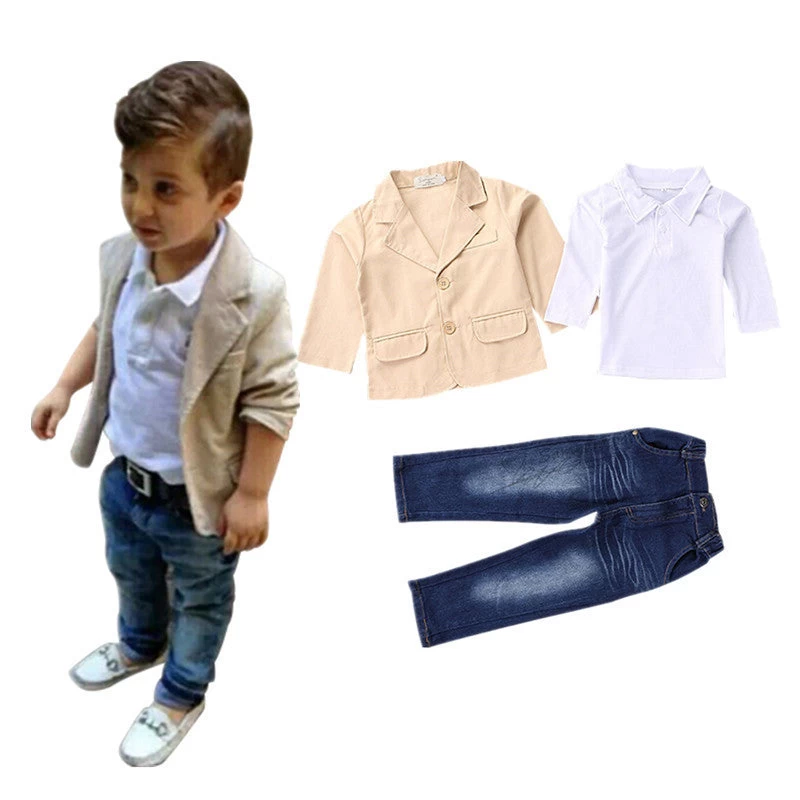 3pcs Kids Boys Clothing Sets Coat Jacket T-shirt Pants 3 Pcs Fashion Sports Suit Sets