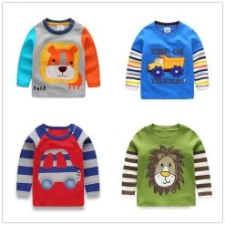 VIDMID 1-6Y Boys T-shirt Kids Tees Baby Boy Shirts Cardigan Blouse Jacket Children Sweater Long Sleeve 100% Cotton Lion Cars
