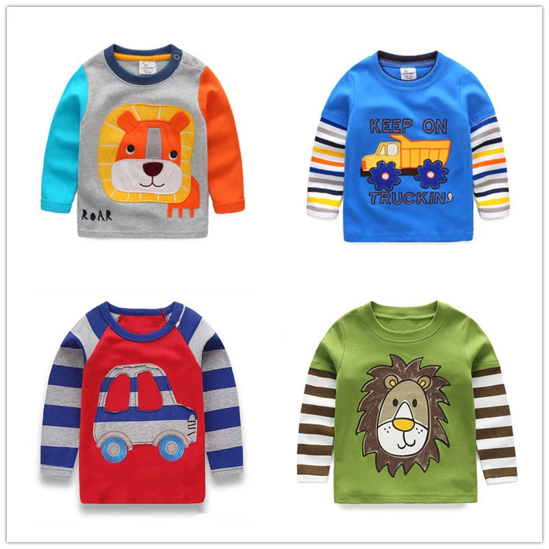 VIDMID 1-6Y Boys T-shirt Kids Tees Baby Boy Shirts Cardigan Blouse Jacket Children Sweater Long Sleeve 100% Cotton Lion Cars