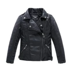 Teenager Girl Boys Leather Jacket Boys Casual Black Solid Children Outerwear Kids Girls Coats Spring Leather Jackets