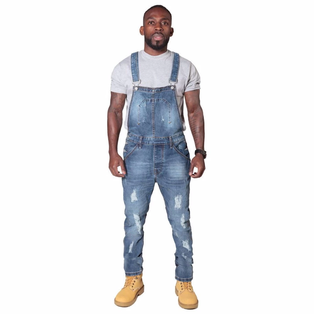 Fashion Full Length Denim Jumpsuit Clothing Biker Pencil Long Pants Men Fitness Jeans