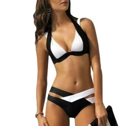 Summer Women Sexy Bikini Set Push Up Swimsuits Swimwear Cross Double Halter Swim Bathing Suits