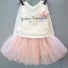Girls Dresses Lovely Girls White Tee Shirt And Pink Dress With Rhinestone Clothes Set Kids Autmn Children Clothing Set