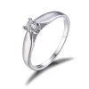Lovely 0.2ct Cubic Zirconia Engagement Solitaire Ring Genuine 925 Sterling Silver Rhodium Plated Jewelry For Girl