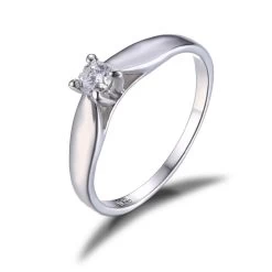 Lovely 0.2ct Cubic Zirconia Engagement Solitaire Ring Genuine 925 Sterling Silver Rhodium Plated Jewelry For Girl