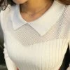 Autumn Winter Women Sweaters And Pullovers Peter Pan Hollow Out Solid Sudaderas Sueter Knitted Sweater Chandail Femme