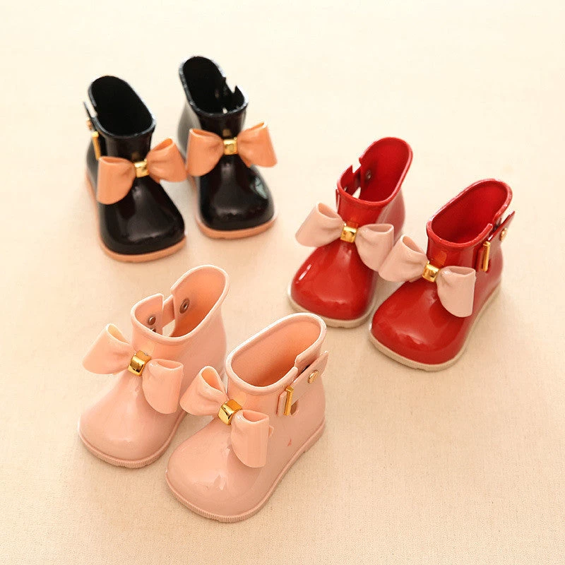 Kids Baby Girls Rain Boots Warm Beauty Bow Rainboots Fashion Rubber Shoes Toddler Kids Jelly Shoes