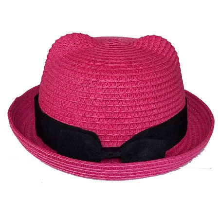 Kids Straw Hats Fedora Hat Children Beach Sun Baby Ear Vintage Baby Boy And Girl Wide Brim Floppy Panama - Image 4