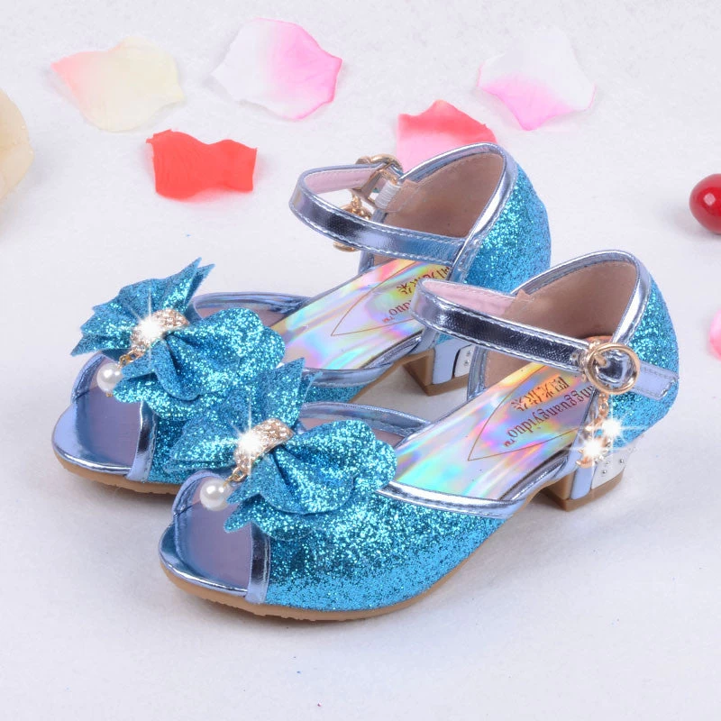 Children Princess Sandals Kids Girls Wedding Shoes High Heels Dress Shoes Party Shoes For Girls Pink Blue Gold - Image 5