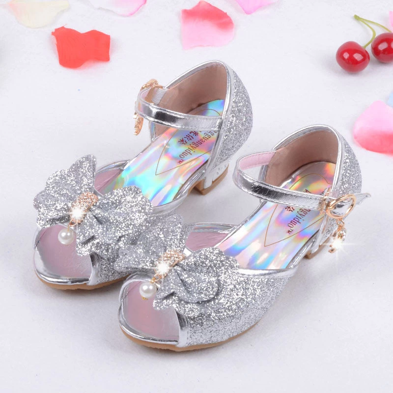 Children Princess Sandals Kids Girls Wedding Shoes High Heels Dress Shoes Party Shoes For Girls Pink Blue Gold - Image 4