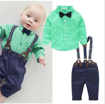 Baby Boys Clothing Set Plaid Rompers With Bowtie + Demin Pants Fashion Baby Boy Clothes Born Baby Clothes - Image 7