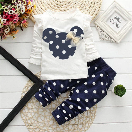 Children Girls Clothing Sets Mouse Clothes Bow Tops T Shirt Leggings Pants Baby Kids 2 Pcs Suit - Image 5