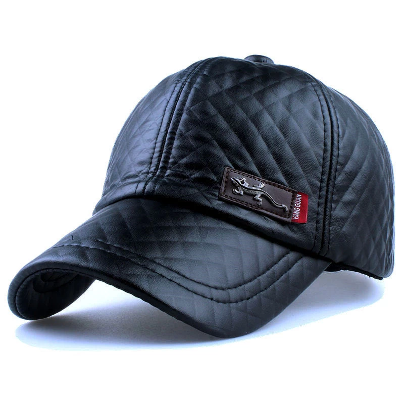 Fashion High Faux Leather Cap Fall Winter Hat Casual Snapback Baseball Cap For Men Women Hat - Image 5