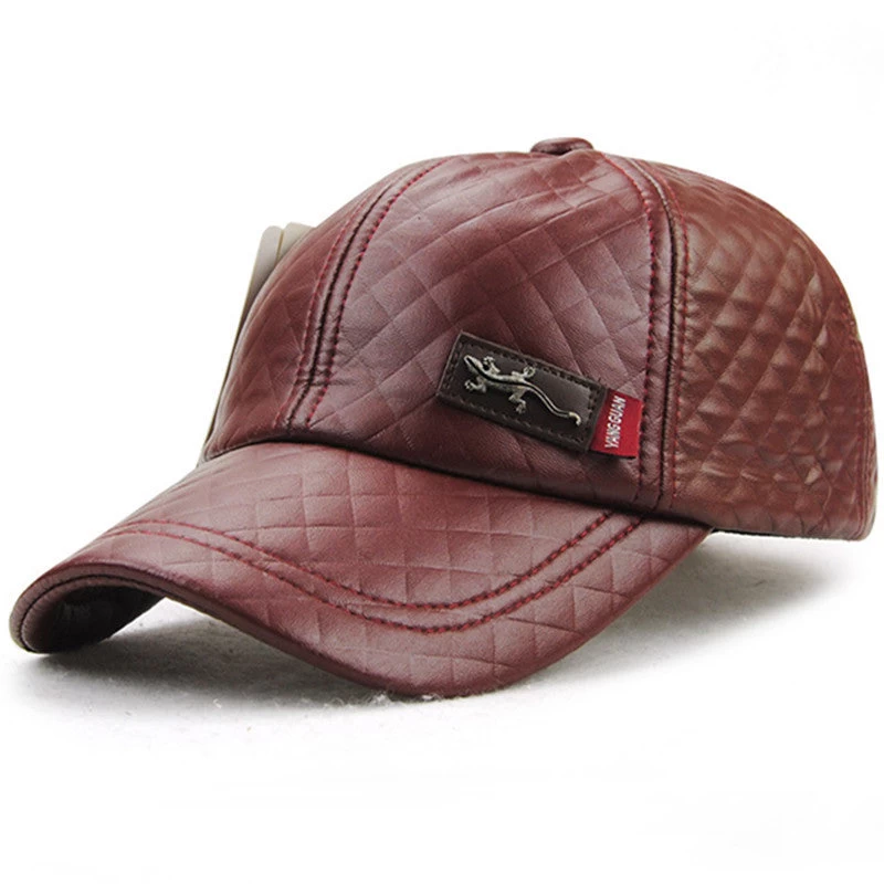 Fashion High Faux Leather Cap Fall Winter Hat Casual Snapback Baseball Cap For Men Women Hat - Image 4