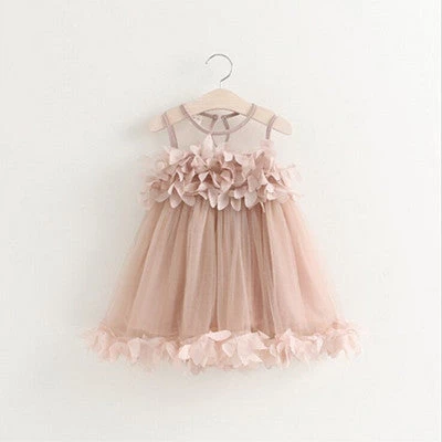 Summer Mesh Vest Girls Dress Baby Girl Princess Dress Fashion Sleeveless Petal Decoration Party Chlidren Clothes - Image 3