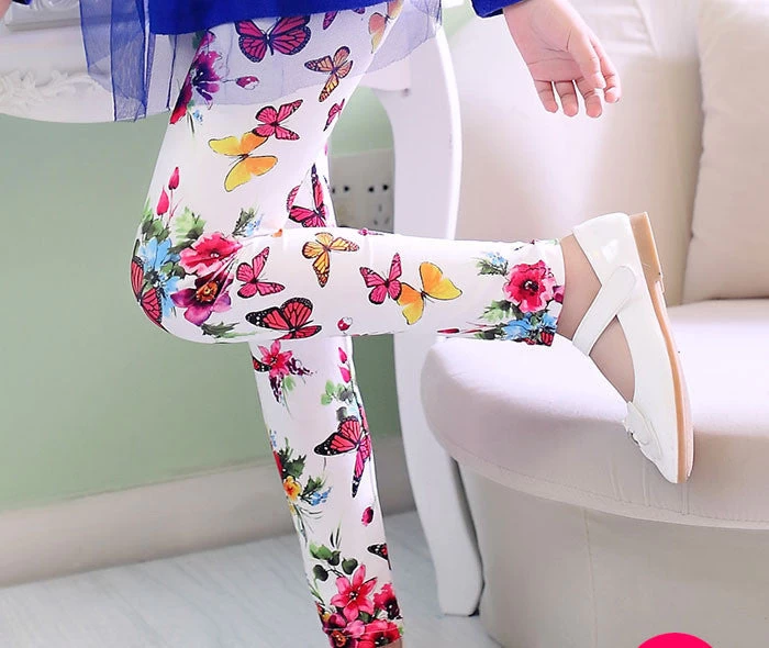 Girl Pants Printing Flower Girls Leggings Toddler Classic Leggings 2-14Ybaby Girls Leggings Kids Leggings - Image 4