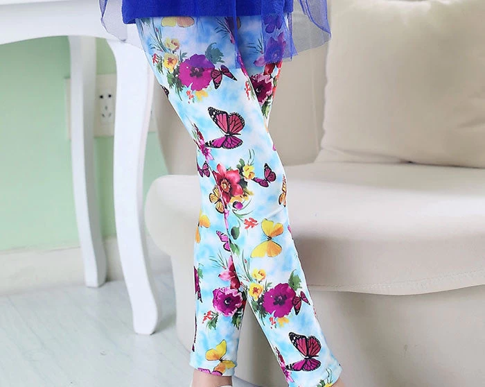 Girl Pants Printing Flower Girls Leggings Toddler Classic Leggings 2-14Ybaby Girls Leggings Kids Leggings - Image 15