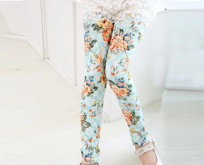 Girl Pants Printing Flower Girls Leggings Toddler Classic Leggings 2-14Ybaby Girls Leggings Kids Leggings - Image 12