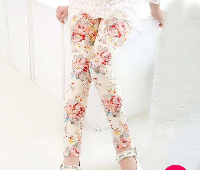 Girl Pants Printing Flower Girls Leggings Toddler Classic Leggings 2-14Ybaby Girls Leggings Kids Leggings - Image 8