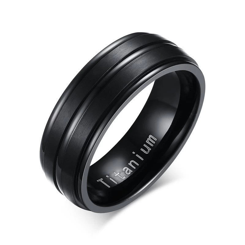 8mm Black Men Ring 100% Titanium Carbide Men's Jewelry Wedding Bands Classic Boyfriend Gift - Image 2