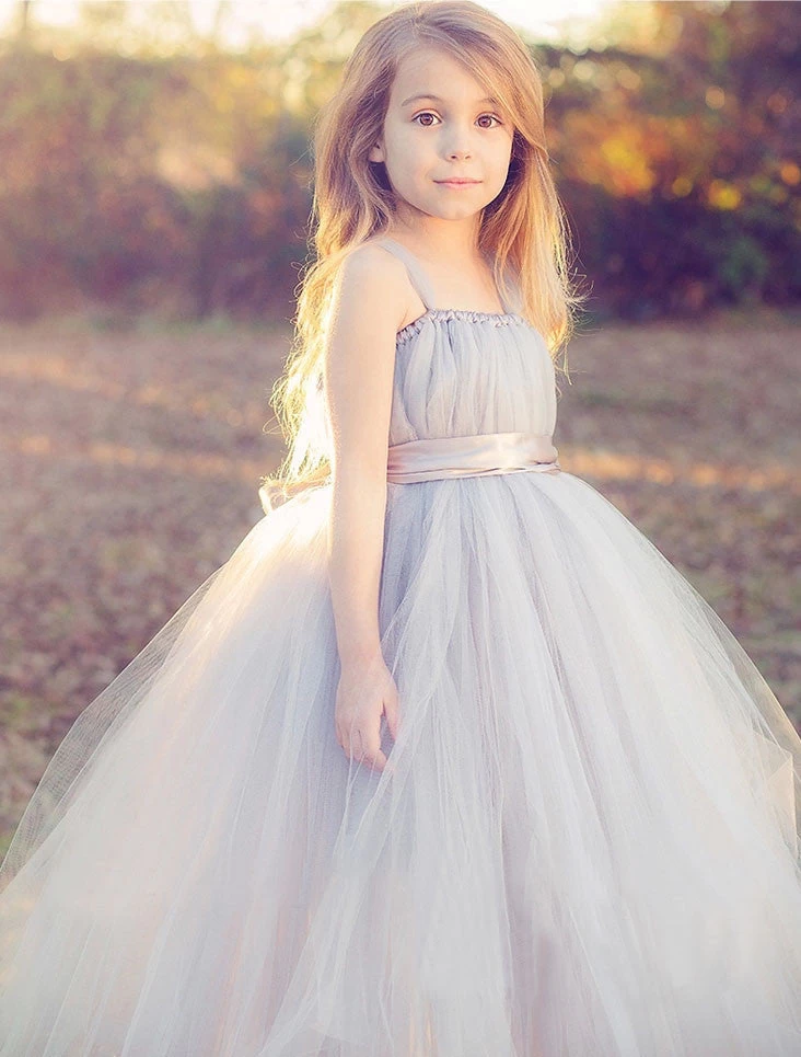 Tutu Tulle Gray Baby Bridesmaid Flower Girl Wedding Dress Fluffy Ball Gown USA Birthday Evening Prom Cloth Party Dress - Image 11