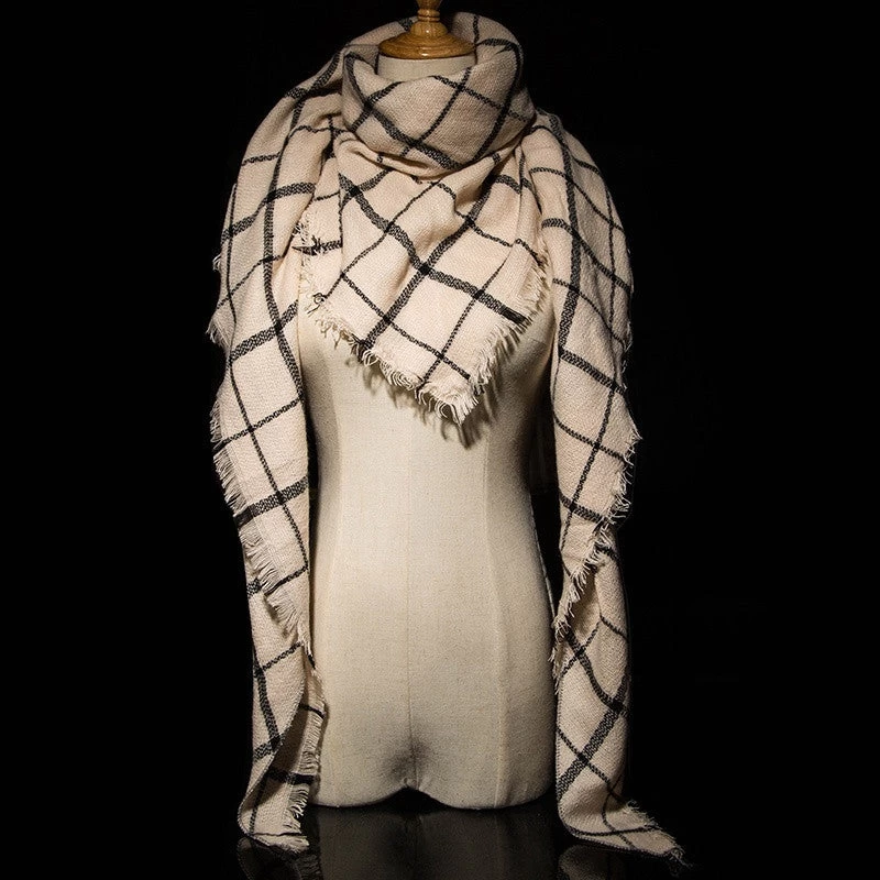 Winter Cashmere Scarf Women Blanket Scarf Plaid Wraps Long Scarf Women Pashmina Cashmere Shawls And Scarves Tassel - Image 2