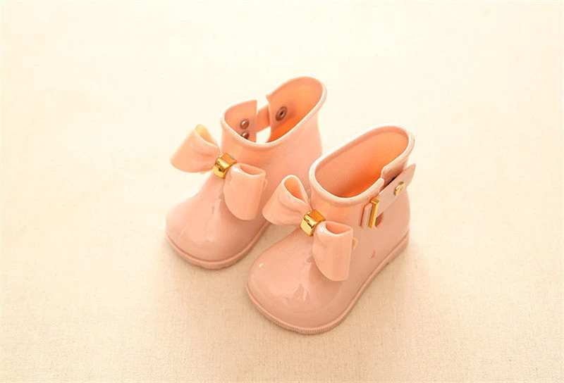 Kids Baby Girls Rain Boots Warm Beauty Bow Rainboots Fashion Rubber Shoes Toddler Kids Jelly Shoes - Image 2