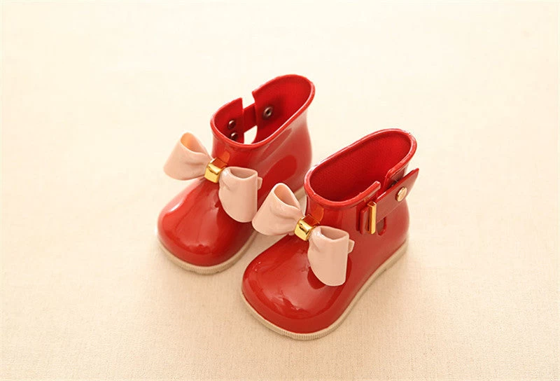 Kids Baby Girls Rain Boots Warm Beauty Bow Rainboots Fashion Rubber Shoes Toddler Kids Jelly Shoes - Image 3