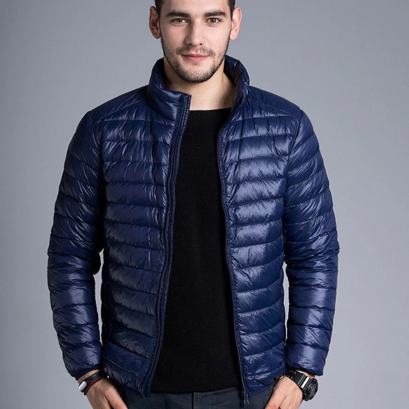 Men Casual Warm Jackets Solid Thin Breathable Winter Jacket Mens Outwear Coat Lightweight Parka Plus Size XXXL - Image 4