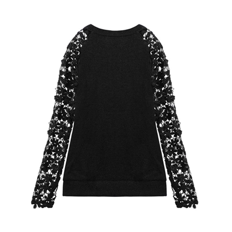 Spring Autumn Fashion Women Long Sleeve Lace Patchwork Casual Pullover Ladies Sweaters Plus Size Clothes - Image 4