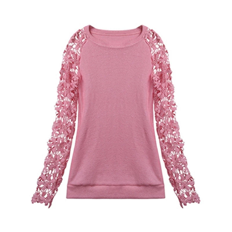 Spring Autumn Fashion Women Long Sleeve Lace Patchwork Casual Pullover Ladies Sweaters Plus Size Clothes - Image 3