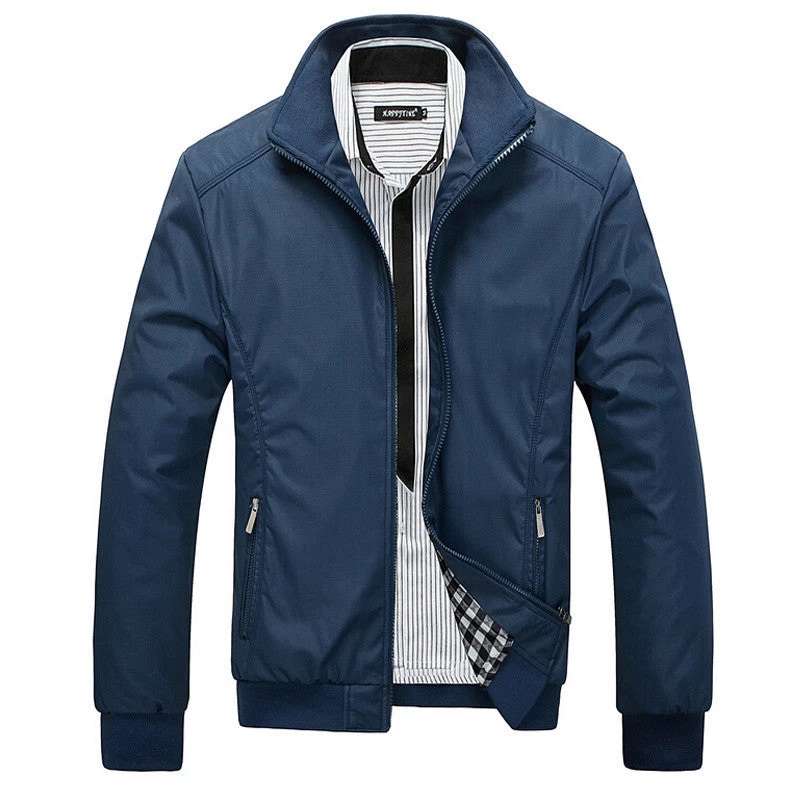 Men Jacket Male Casual Slim Fit Mandarin Collar Solid Jackets M-XXXL Men's Fashion Overcoat Clothing - Image 4