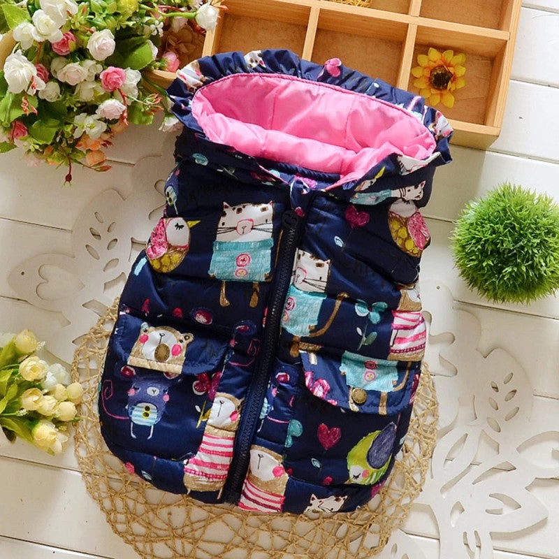 Children Clothing Winter Outerwear Coats Animal Graffiti Thick Princess Girls Vest Hooded Kids Jackets Baby Girl Warm Waistcoat - Image 2