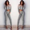 Two Piece Outfits Knitted Rompers Womens Jumpsuit Long Pants Crop Tops Overalls High Quality Sexy Bodycon Bodysuit