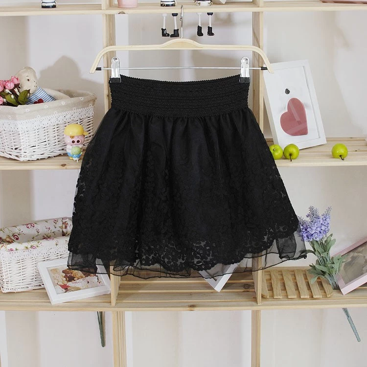 Fashion Cute Lace Flower Teenagers Skirt Mini Princess Children Skirt Suit 12~20 Age Girls Tutu Skirt - Image 3