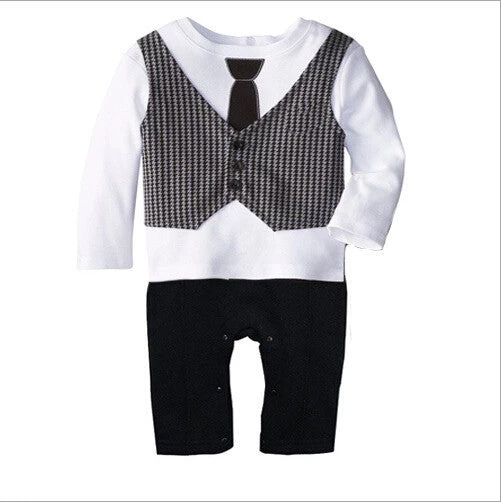 Born Baby Rompers Cotton Gentleman Infant Boys Clothes Tie Bow Toddler Kids One-Pieces Jumpsuits For 0-18M - Image 7