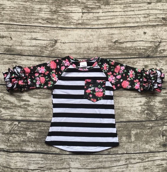 Girls Clothes O-neck Baby Girls Kids Icing Ruffle Raglan Tops Shirts Girls Casual Tops Fall Autumn Top T-shirt - Image 2