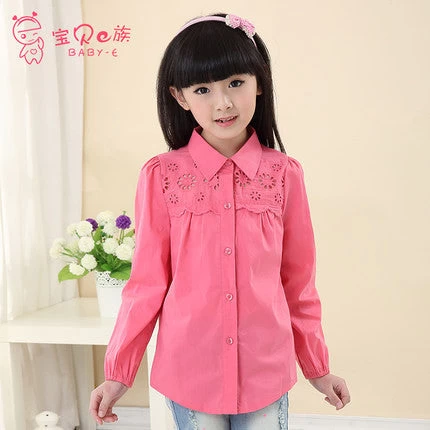 Spring Arrival Kids Clothes Girls White Blouse Children's Fashion Long-sleeved Cotton Girls Blouse - Image 2