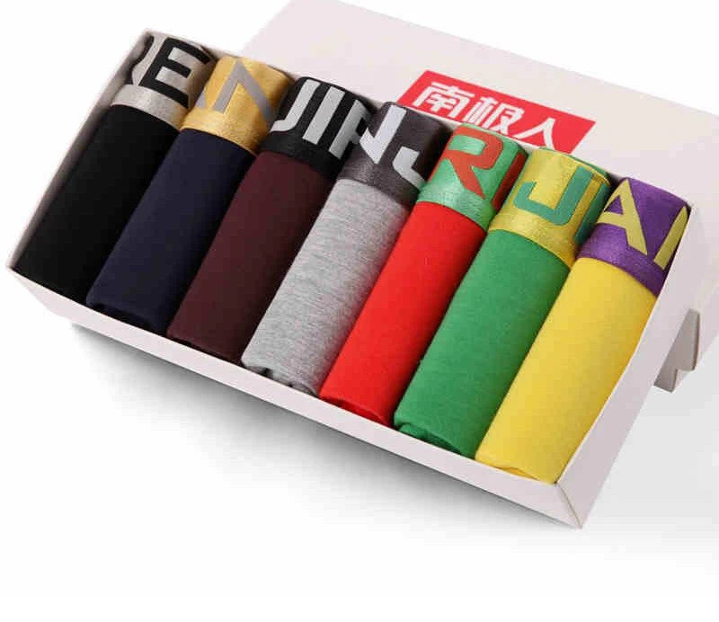 7Pcs/lot Sexy Super Large Size Mens Underwear U Convex Boxer Short Luxury Breathable Belt Shorts L~3XL Gift Box - Image 4
