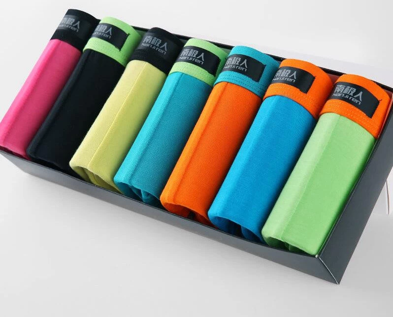 7Pcs/lot Sexy Super Large Size Mens Underwear U Convex Boxer Short Luxury Breathable Belt Shorts L~3XL Gift Box - Image 2