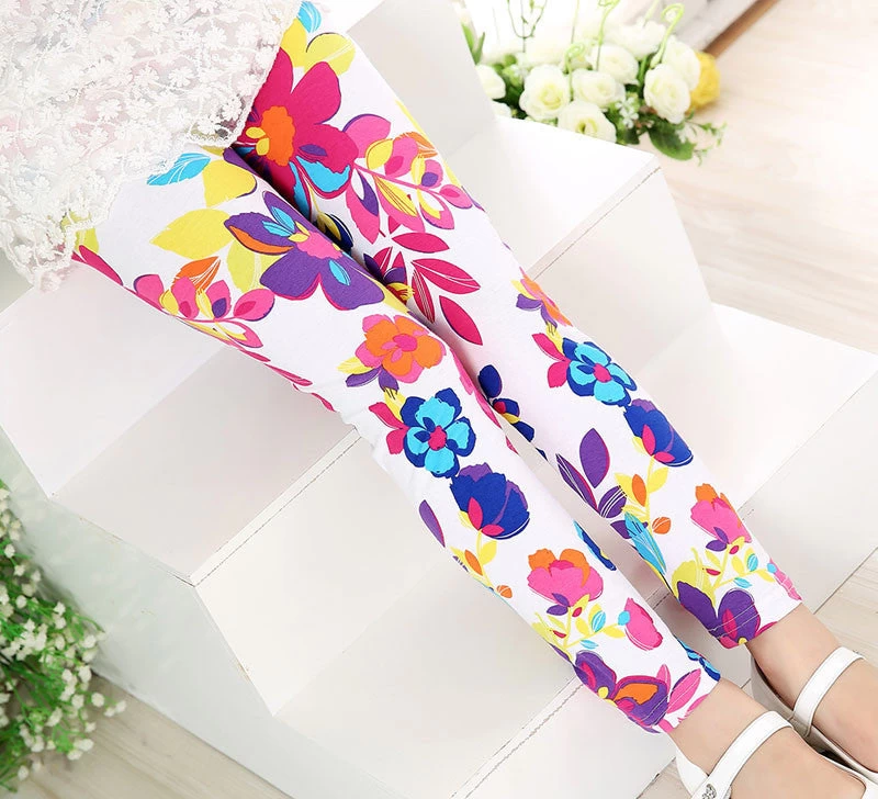 Baby Kids Childrens Printing Flower Toddler Classic Leggings Girls Pants Girls Legging 2-14Ybaby Girl Leggings - Image 13