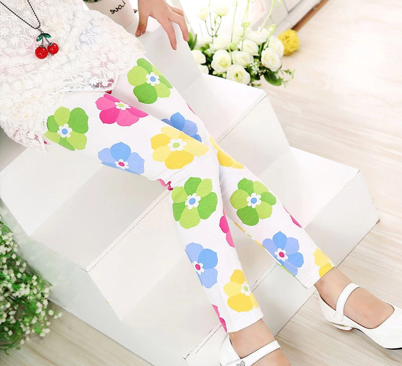Baby Kids Childrens Printing Flower Toddler Classic Leggings Girls Pants Girls Legging 2-14Ybaby Girl Leggings - Image 16