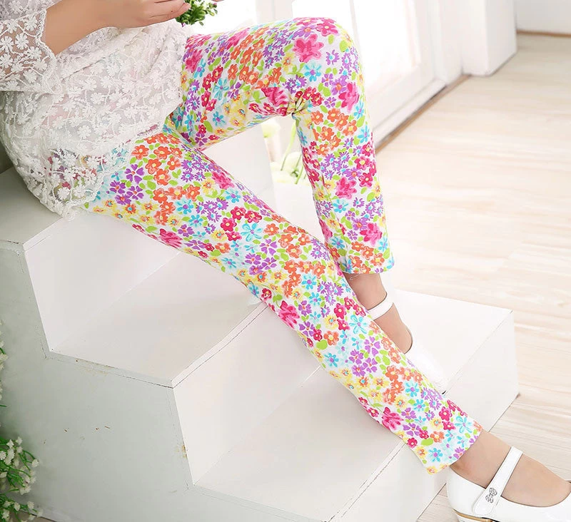 Baby Kids Childrens Printing Flower Toddler Classic Leggings Girls Pants Girls Legging 2-14Ybaby Girl Leggings - Image 11