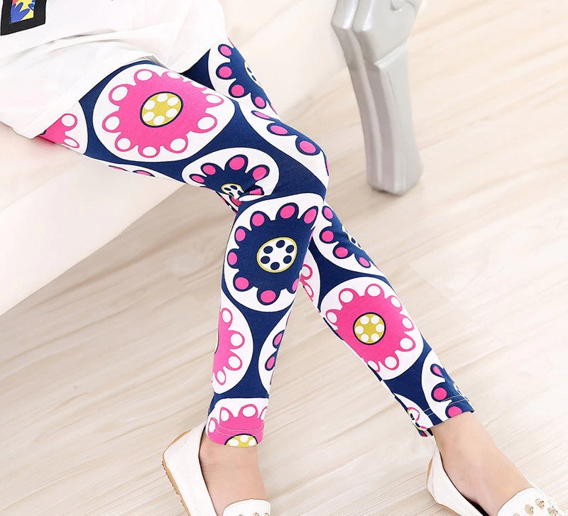 Baby Kids Childrens Printing Flower Toddler Classic Leggings Girls Pants Girls Legging 2-14Ybaby Girl Leggings - Image 2