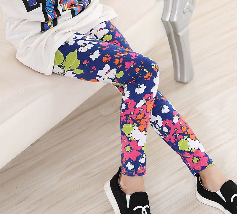 Baby Kids Childrens Printing Flower Toddler Classic Leggings Girls Pants Girls Legging 2-14Ybaby Girl Leggings - Image 20
