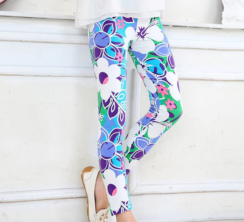 Baby Kids Childrens Printing Flower Toddler Classic Leggings Girls Pants Girls Legging 2-14Ybaby Girl Leggings - Image 6